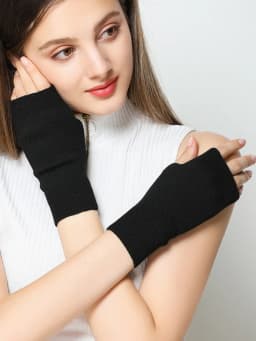 Sales Genuine Fine Sheep Wool Cozy Mitt Exposed Finger Women's Winter Autumn Knitted Fingerless Work Gloves Wrist Mittens Driver