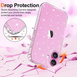 Glitter Clear Case For iPhone 18 17E 17 Air 16 E Pro Max 16e 15 Plus 14 13 Mini 12 11 SE 2022 2020 Girls Phone Cover Accessories
