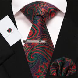 8cm Silk Mens Ties Green Black Ties Plaid Stripe Necktie Pocket Square Cufflinks Tie Clips Set Men's Wedding Business Party Tie
