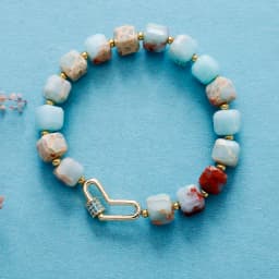 Luxury Gems Stone Brass Charm Trendy Link Strand Elastic Stretch Bracelets Costume Healing Crystal Statement Jewelry for Woman