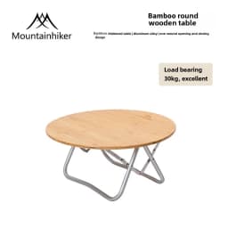 MOUNTAINHIKER Outdoor Camping Bamboo Folding Table, Portable Folding Table, Outdoor Dining Table, Picnic BBQ Table, Quick Storag