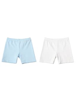 2Pcs Summer Solid Color Kids Leggings Girls Safety Shorts Leggings Girls' Beach Shorts Are Suitable for Children Aged 2-12 Years