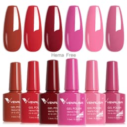 Rose Rubber Base Venalisa Nail Gel Polish 6pcs/Kit HEMA FREE Jelly Pink Color Self Leveling Gel Long Wear Nail Manicure Set