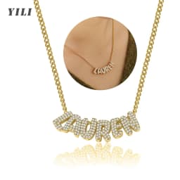 Bubble Letter Necklace Custom 3D Bubble Letters Name Pendant Necklace for Women Balloon Initial Necklaces Personalized Jewelry