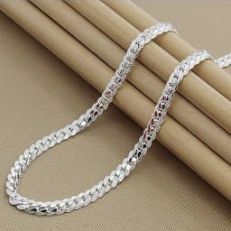 Nice 925 Sterling Silver 5MM Full Sideways Chain Necklace For Women Men Fashion Jewelry Sets Wedding Gift