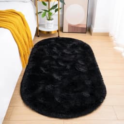 VIKAMA Long Plush Oval Area Rug Super Soft Fluffy Bedroom Bedside Rug Kids Room Nursery Dorm Floor Mat Home Decor
