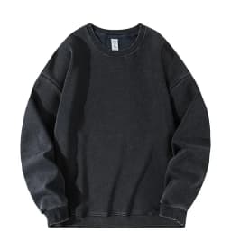 Men's American Style Sweatshirt Spring Autumn Solid Color Washed Vintage Round Neck Loose Casual Long Sleeve Couple Jacket