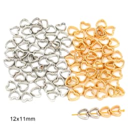 50pcs Two Hole CCB Love Heart Flower Circle Frame Beads Spacer Connectors for DIY Jewelry Making Necklace Bracelet Accessories