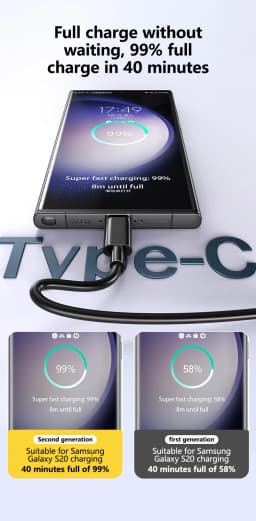 Original PD Cable For Samsung S22 S21 S20 FE S23 Ultra 45W Super Fast Charging A52 A53 A54 5G Note 20 Uitra 25W USB Type C Cable