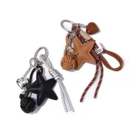 PU Leather Star and Ball Pendant Love Heart Ring Keychain Women Bag Decoration Backpace Accessories for Daily Use or Party Gifts