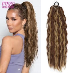WTB Synthetic Braided Wig 24 Inch Corn Perm Curly Hair Ponytail Braided Wig Daily Wear Curly Ponytail