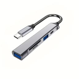 5-in-1 USB-C SD Card Reader, USB 2.0 Type-C Data, USB 3.0 TF SD Expander, High-Speed Data Transfer, Plug and Play