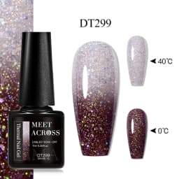MEET ACROSS 7ml Glitter Sequins Thermal Gel Nail Polish 3 Layers Temperature Color Changing Semi Permanent UV Gel Varnish Nails