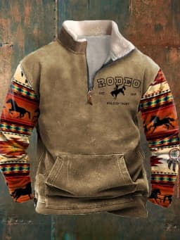 Spring Autumn New Men Wool Collar Half-zipper Hoodies Sweatshirts Print Casual European American Trend Jacket Long-sleeved Tops