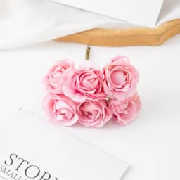 6Pcs Artificial Flowers Wedding Mini Bouquet Wreath Scrapbooking for Home Christmas Decor Diy Holiday Accessories Silk Tea Rose