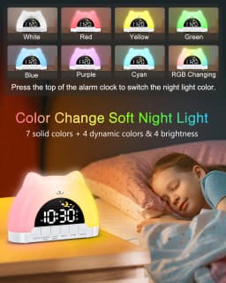 ORIA Kids Alarm Clock Sleep Training Alarm Clock Wake Up Clock with 11 Color Night Light & Child Lock Clocks for Boys Girls Gift