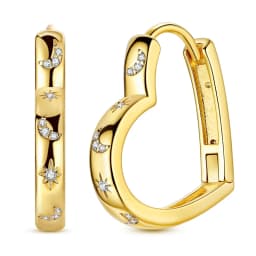 925 Sterling Silver Gold Color Circular Hoop Earrings Golden Earring Fit Original Charms Diy Fine Jewelry For Fashion Women