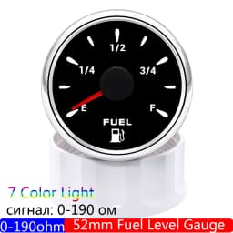7 Color Light 2" 52mm Fuel Level Gauge+Fuel Float Level Sensor 0-190 Ohm for Marine RV Camper Car Oil Tank Level Indicator 9-32V