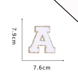A-Z White Chenille Letter Patches Towel Sequins Clothing Patch Clothes Sew on Applique DIY Garment Hat Decor