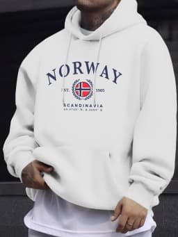 Norway Scandinavia Flag Creative Prints Pullovers Unisex Thicken All-Match Hoodie Street Autumn Sweatshirt Loose Casual Clothes