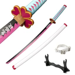 Anime Katana 104cm Giyuu Blue Role-playing Weapons Props with Sword Holder and Belt 1: 1 Replica Japanese Samurai Sword