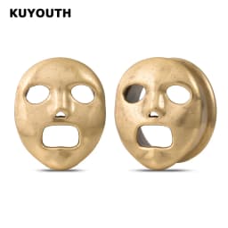KUYOUTH Ear Expanders Plugs Copper Mask Earring Gauges Stretchers Piercing Body Jewelry 2PCS
