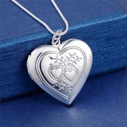 40-75cm 925 Sterling Silver Oval heart Round Photo open Frame Pendant Necklace Snake Chain For Woman Man Wedding Jewelry