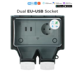 Avoir Tuya IP66 Waterproof Electrical Sockets Standard EU Plug Dual Usb Charging Wifi Smart Life Outdoor Power Outlet With Timer
