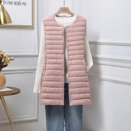 Lightweight down Vest Women's Mid-Length round Ne Autumn Winter New Sle Removable Inner Vest Adjustable V-Ne Reverse Se...