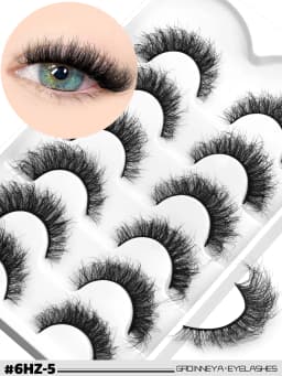 GROINNEYA False Eyelashes 3D Mink Lashes Cat Eyelashes Fluffy Wispy Volume Lashes Fake EyeLashes Natural Lashes Strips Makeup