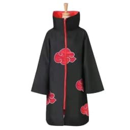 Anime Akatsuki Cosplay Costume Red Cloud Robe with Necklace Headband Ring Set for Role Play Adult Game Costume