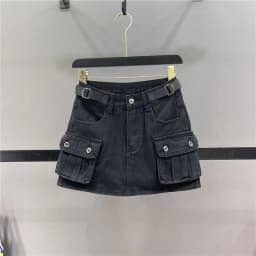 2024 New Fashion Three Dimensional Strap Pocket Wash High Tooling Denim Skirt Women Y2K Summer Vintage Casual Joker A Skirt