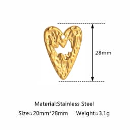 3pcs Stainless Steel Irregular Geometry Heart Charms For Jewelry Embossed Gold Color Plated DIY Earring Necklace Making Supplies