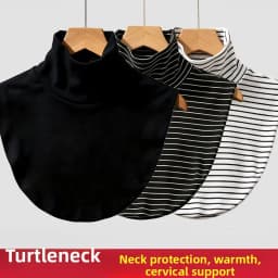 Women's Versatile Stripe Half High Neck Faux Collar Scarf Neck Protection Winter Cold Resistance Autumn Spring Fashion Accessory