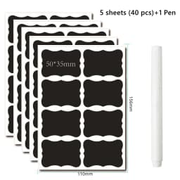 Haile 10-100pcs Waterproof Chalkboard Labels Spice Organizer Label for Household Kitchen Jars Blackboard Stickers With White Pen