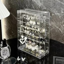 Transparent Jewelry Organizer Box Vertical Pulling Jewelry Box Dustproof Display Stand High-capacity Storage Hanging Accessories