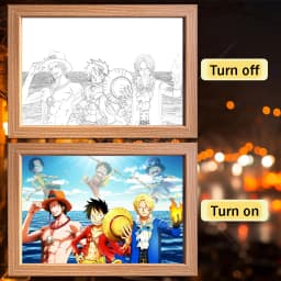 Anime Character One Piece Luffy Zorro Animated Frame LED Light Study Bedroom Christmas Birthday Gift