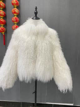 Sai Deng Qiu Li Winter Polychrome Warm Stand Collar Real Mongolia Sheep Fur Jacket Coat Women