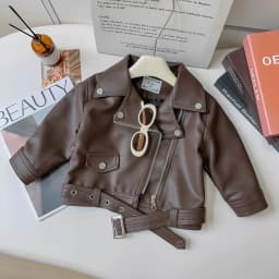 2 3 4 5 6 8 Years Girls Jacket Spring Autumn New Fashion Artificial Leather Coat For Kids Leisure Stain Resistant Outerwear