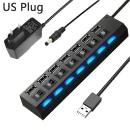 USB HUB 3.0 USB 2.0 Hub Multi USB Splitter Hub Use Power Adapter 4/7 Port Multiple Expander USB 3.0 Hub with Switch 30CM Cable