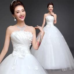 Customized New Luxury Beading Brush Train Lace Up Wedding Dress Sexy Strapless Applique Plus Size Bridal Gown Vestido De Noiva