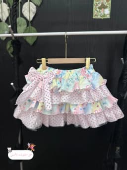 Handmade Original Three-Color Print Pink Polka Dot Knot Puffy Skirt Cake Skirt Sweet Style Loose Fit Daily Wear