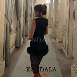 KONDALA Sexy Chic Black Fur Patchwork Shorts Women Fashion 2026 Party Evening Club Wide Leg Shorts Elegant Y2K Girl New Year