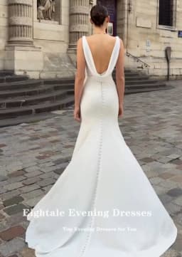 Eightale Beach Wedding Dress O-Neck Customized Ivory Backless Bridal Gown Mermaid Bride Party Dress Vestido De Novia