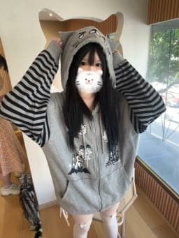 NiceMix Cutecore Jirai Kei Cat Ear Cute Oversized Hoodie Women Y2k Kawaii Zip Up Harajuku Худи Кофта