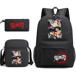 Demon Slayer Anime Print School Backpack Set 3Pcs with Shoulder Bag Pencil Case for Boys Girls