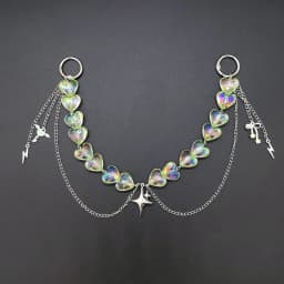 Iridescent Detachable ITA Bag Double Chain Star Heart Pendant DIY Bag Decorative Chain Pain Bag Charm Fashion Waist Chain