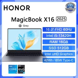 HONOR MagicBook X16 2025 Laptop Intel Core I5-13420H I7-13620H RAM 16GB SSD 512GB 1TB 16'Inch FHD Notebook Ultrabook Computer PC