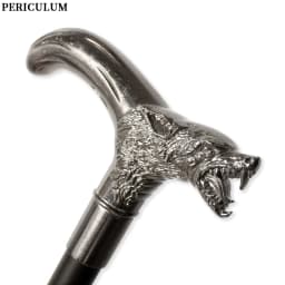 Antique Silver Alloy Wolf Head Walking Cane with Curved Handle Detachable Decorative Stick for Cosplay Party Prop for Men And W