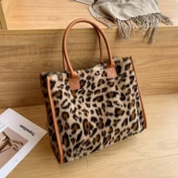 Women Soft Plush Hand Bag New Winter Leopard Cow Print Tote Bags Female Pu Leather Underarm Bags Furry Fluffy Shoulder Bag